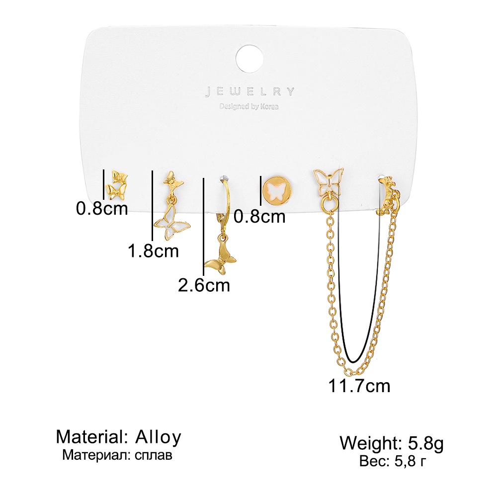 Set 5 Đôi Khuyên Tai Màu Trắng Hình Bướm Phong Cách Đơn Giản Sáng Tạo Mẫu Mới Năm 2023 Dành Cho Bạn Nữ