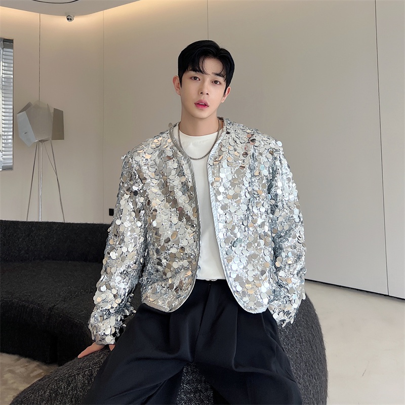Áo Khoác sequin Cổ Tròn Thời Trang Xuân Thu Hàng Mới Cao Cấp Cho Nam