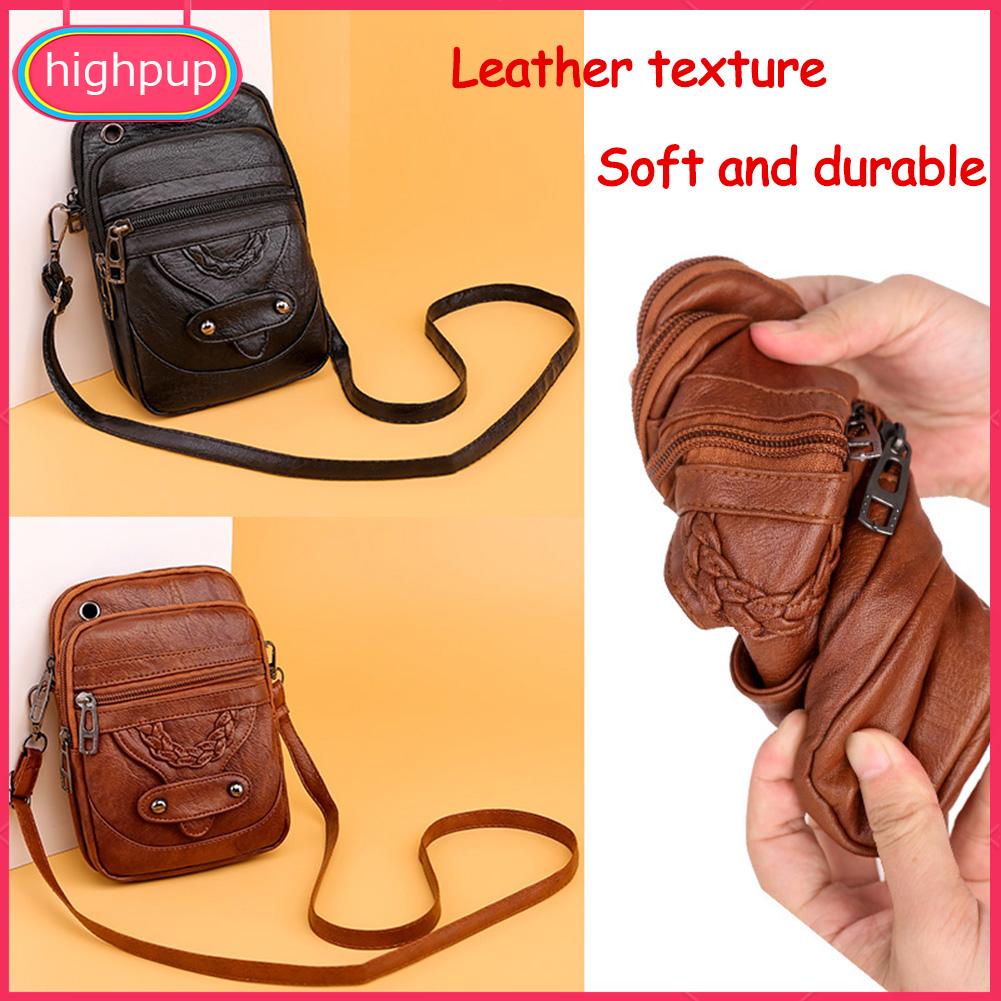 Túi Đeo Vai mini Bằng Da pu Mềm Màu Trơn Có Dây Kéo Dành Cho Bạn Nữ