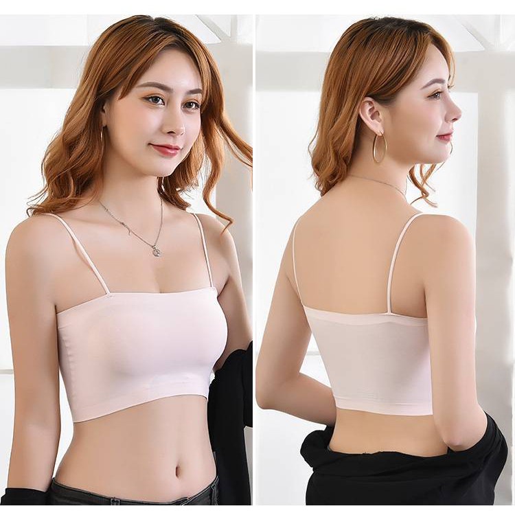 Yuyureal Áo Bra Đúc Su Trơn Quây 2 Dây