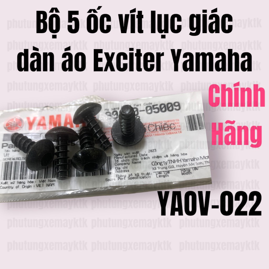 YAOV-022 bộ 5 ốc vít lục giác dàn áo Exciter sq
