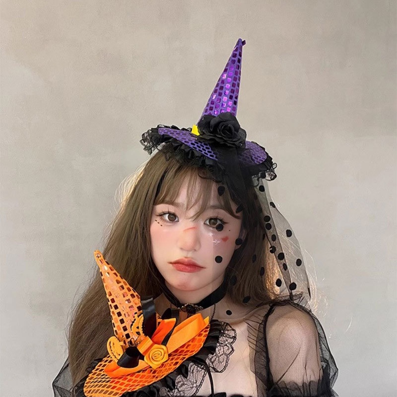♕ Halloween Mũ phù thủy Băng đô Phù thủy Cosplay Mũ bí ngô Vòng tóc Trang trí tiệc Halloween cho bé gái Quà tặng Trang trí đầu tiệc ngày lễ
