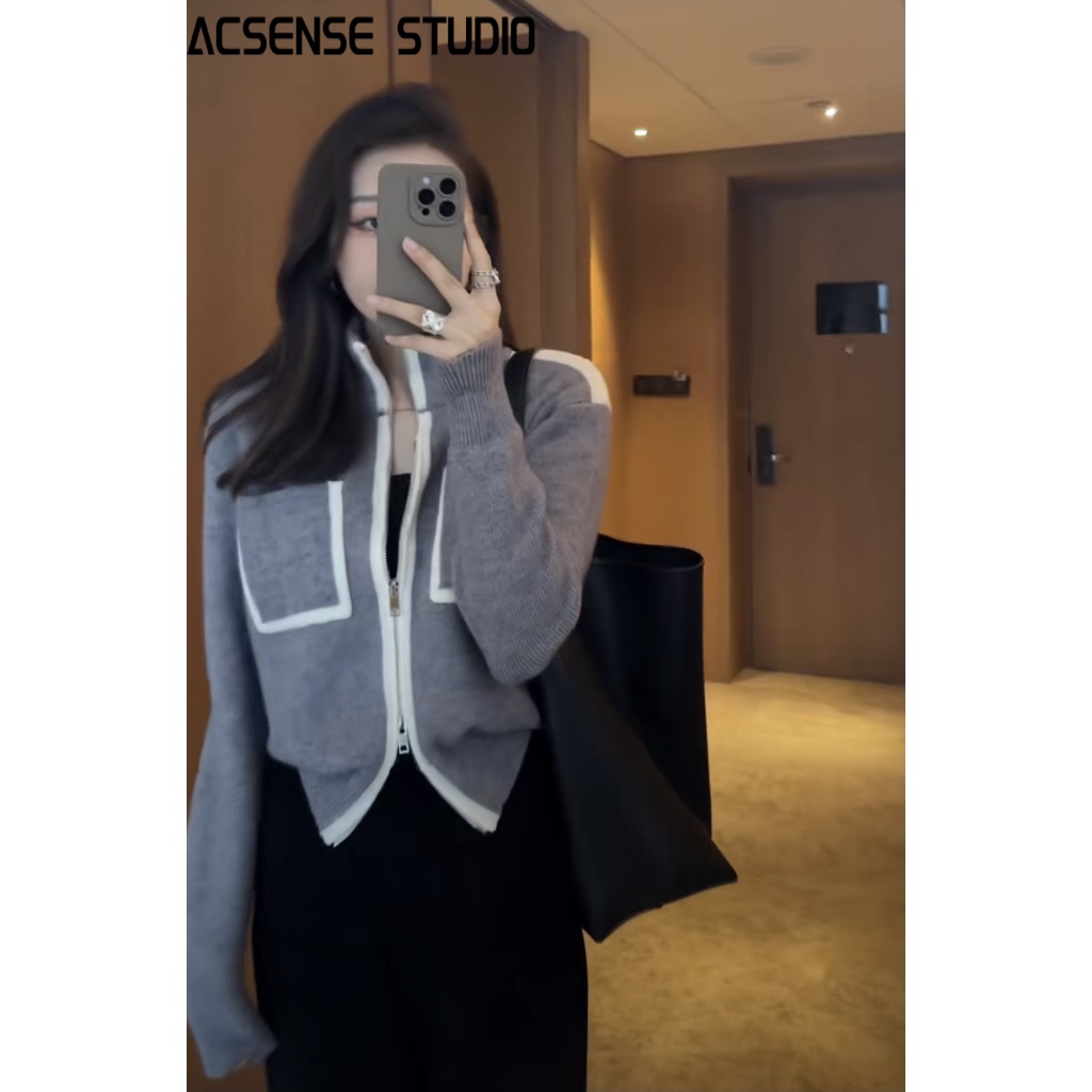 ACSENSE STUDIO Áo khoác dạ áo dạ tweed cardigan nữ Xu hướng xu hướng Đơn giản INS WMY23907R337Z230913
