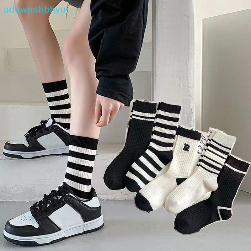 Adawnshbhyu Vớ cotton Mềm Mại Thoáng Khí Thêu Chữ Màu Trắng Đen Đơn Giản Thời Trang Mùa Thu Cho Nữ vn