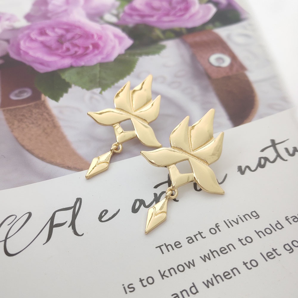 Game honkai Bông Tai Hợp Kim Hình 3 Cây Diềm Xếp Nếp Thời Trang Cho Nữ