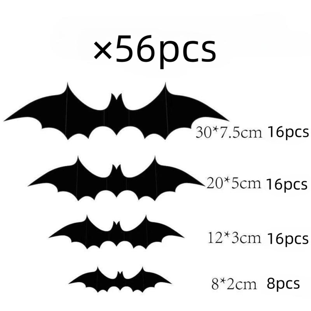 Set 60 / 24 Sticker 3d Hình Dơi Đen Trang Trí halloween