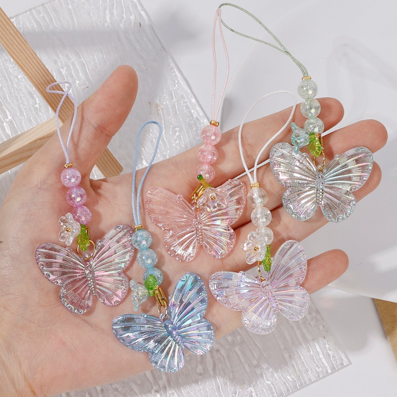 Dây Đeo Điện Thoại acrylic Nhiều Màu Sắc Hình Bướm Chống Mất