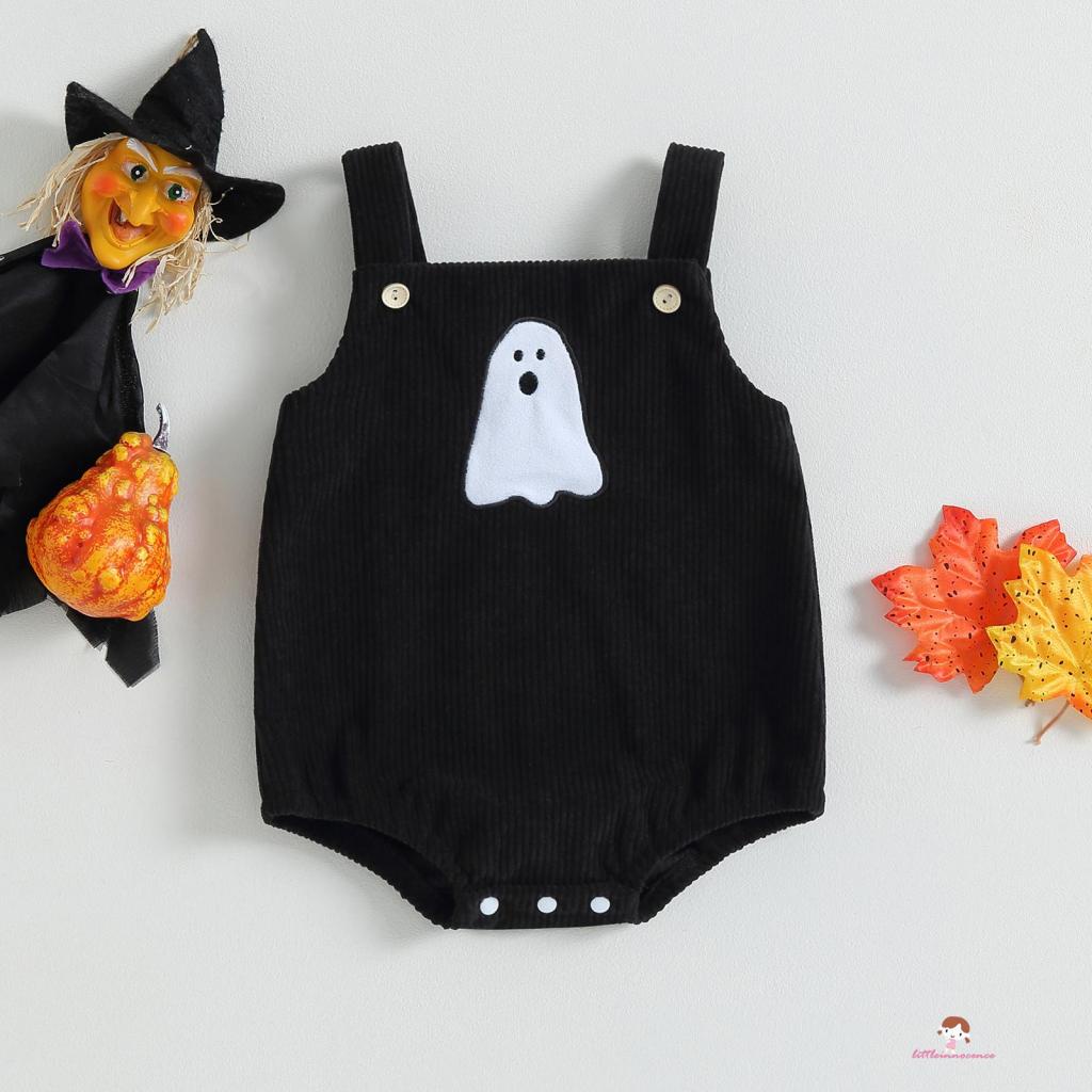Xzq-quần Yếm Nhung Kẻ Không Tay Họa Tiết Bí Ngô / Phù Thủy / Ma halloween Cho Bé