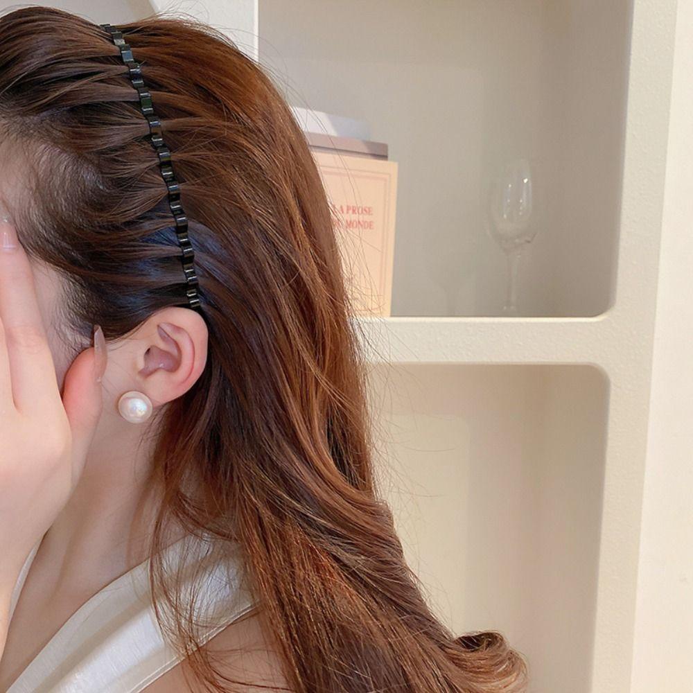 2 Băng Đô Cài Tóc Bằng Kim Loại Mỏng Hai Lớp Hình Gợn Sóng Phong Cách Hàn Quốc Thời Trang Cho Nam