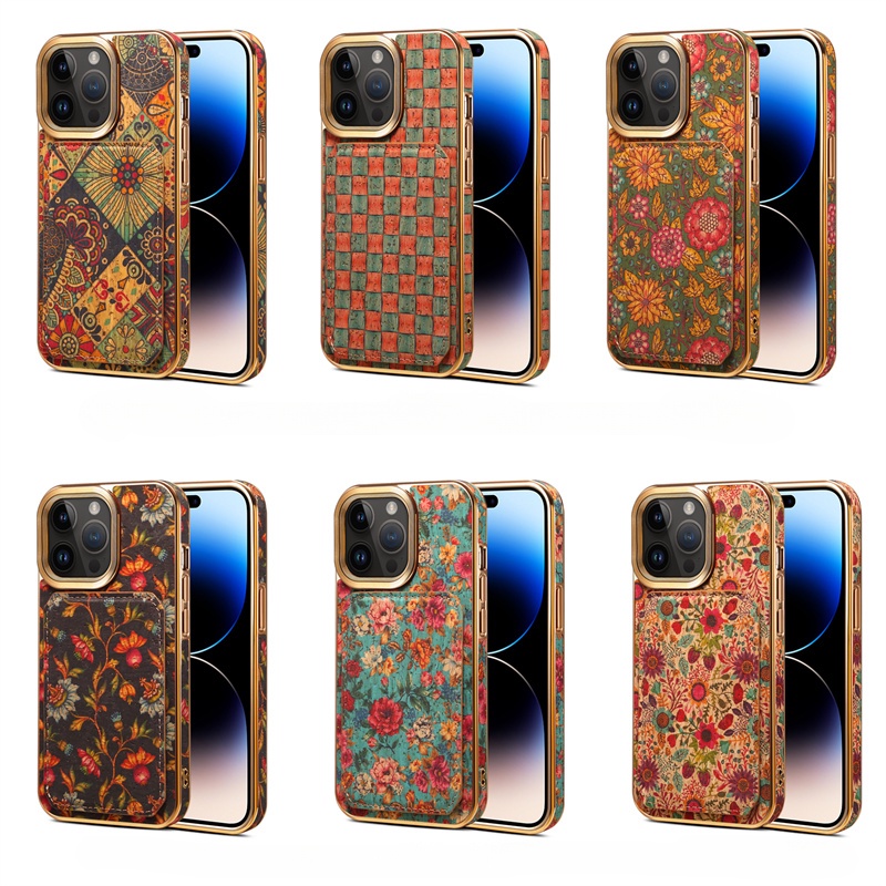 Ốp Điện Thoại Bằng Gỗ Có Ngăn Đựng Thẻ Hình Hoa Cho iphone 15 pro max 15 plus / 15 pro / 14 pro max / 14 plus / 12 13 pro max 2 Trong 13 pro max