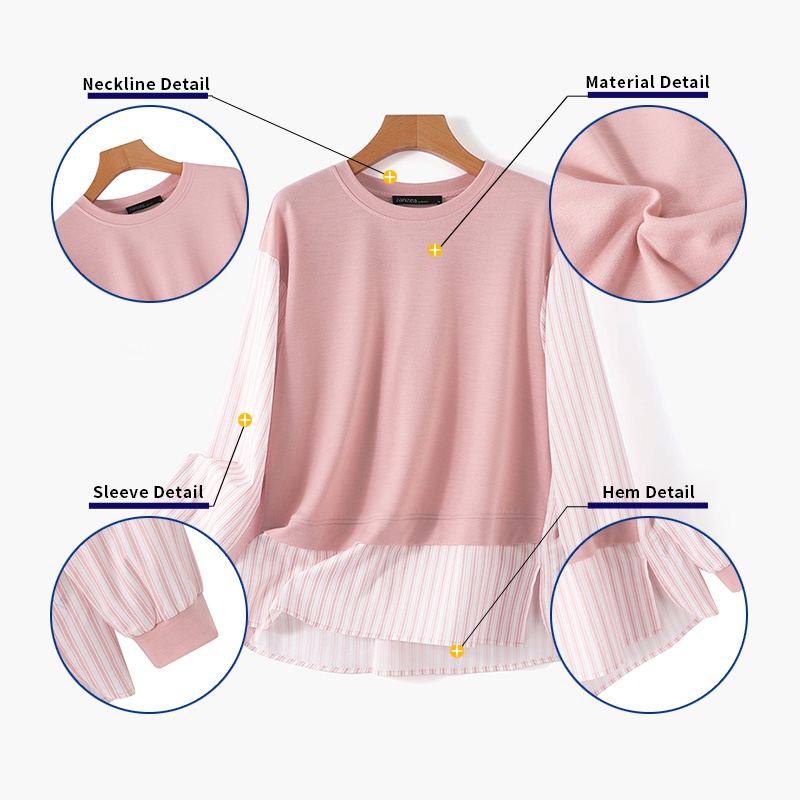 Zanzea Áo Hoodie Dài Tay Họa Tiết Sọc Ngang Thời Trang Hàn Quốc