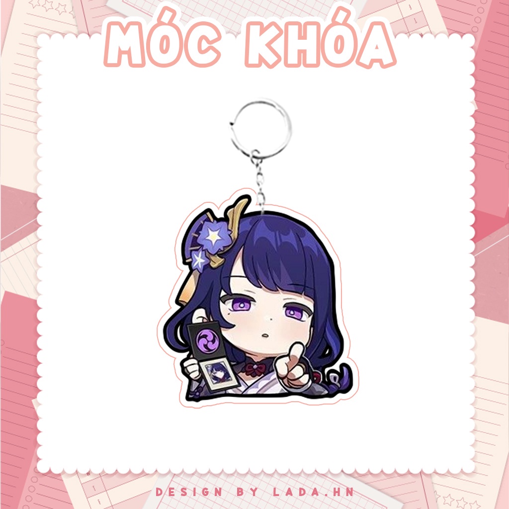 Móc khóa mô hình standee đứng để bàn Raiden Shogun Genshin Impact Lada anime đáng yêu chibi trang trí quà tặng