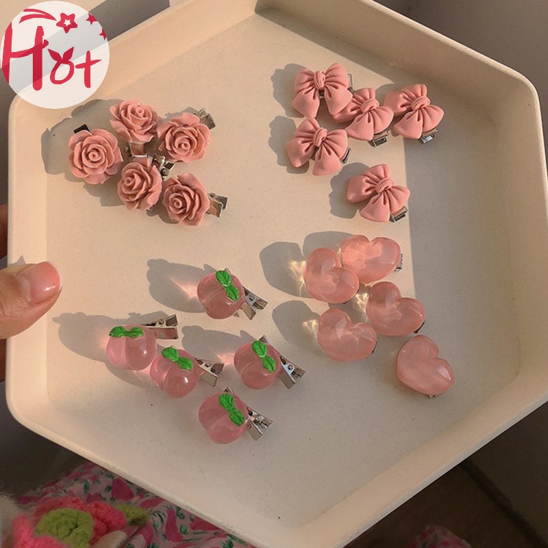 1 Kẹp Tóc Hình Hoa Hồng / Bướm / Đào Dễ Thương Cho Nữ