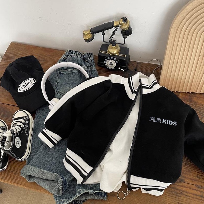 SUPER KIDS quần áo trẻ em Áo Khoác Bóng Chày Thể Thao Dễ Phối Đồ Thời Trang Cho Bé Trai Và Gái đồ bé trai