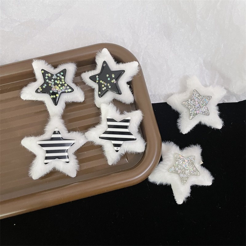Kẹp Tóc Hình Ngôi Sao Năm Cánh / Kẹp Tóc Lông Nhung Dễ Thương Ngọt Ngào / Kẹp Tóc Mỏ Vịt Đơn Giản /