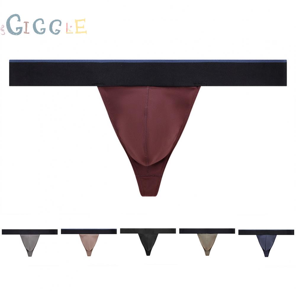 Men Thongs Solid Color Stretch Bulge Pouch Elastic G-string Lingerie Low Rise