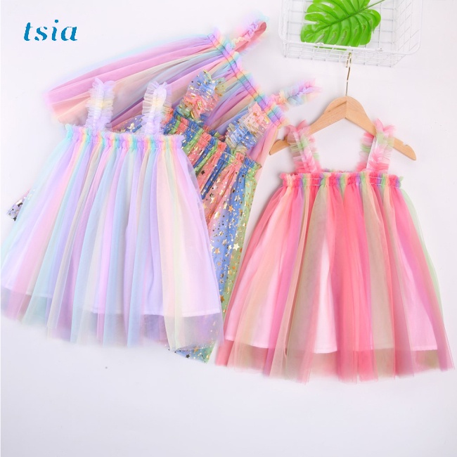 Đầm cotton Phối Lưới Nhiều Màu Sắc Cho Bé Gái 0-5 Tuổi