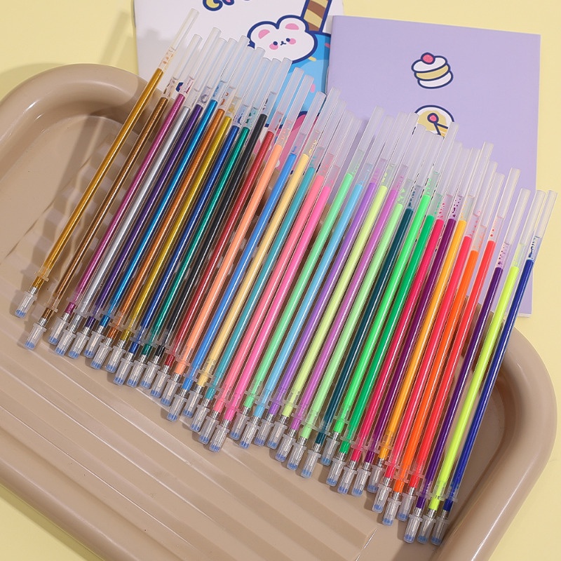 Bộ 12 Bút Mực gel Ngòi Kim Tuyến Nhiều Màu Sắc Dùng Cho Văn Phòng / Học Sinh