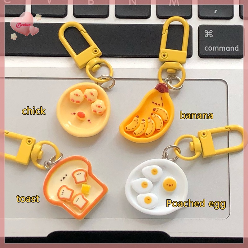 Móc Khóa Hình Bánh Mì Trứng / Chuối Sáng Tạo Dễ Thương Mới