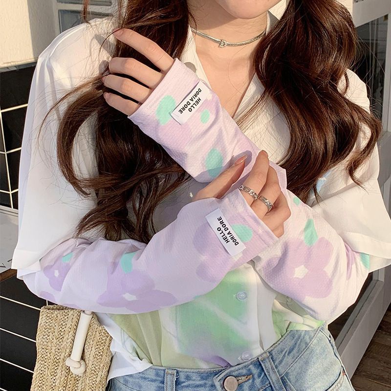 Găng Tay Dài Chống Nắng Thiết Kế Mỏng Họa Tiết Hoạt Hình Đáng Yêu Cho Nữ