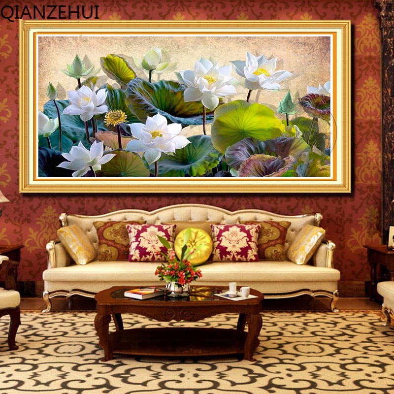 Bộ Tranh Thêu Chữ Thập Tự Làm 11ct Hình Hoa Sen