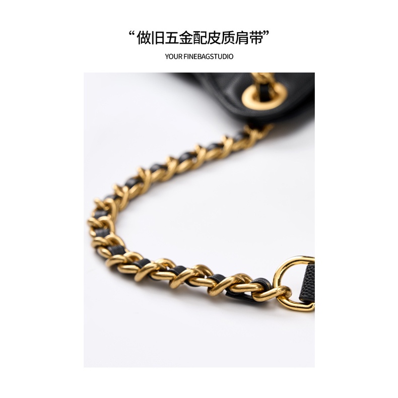 Xiaoxiang Túi Đeo Vai Da Bò Thật Đính Đá Phối Dây Xích Thời Trang 2023 Cho Nữ