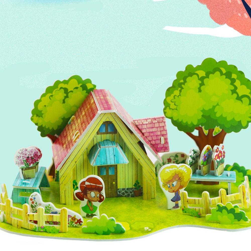 Bộ Đồ Chơi Xếp Hình Ngôi Nhà 3d Bằng Giấy diy Thẻ Giấy Thú Vị Cho Bé