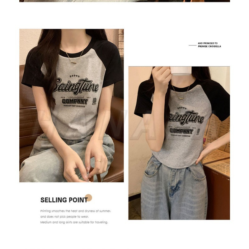 Áo Baby tee y2k  Áo sơ mi croptop Áo Thun Tay Ngắn In Họa Tiết Thời Trang Mùa Hè Cho Nữ