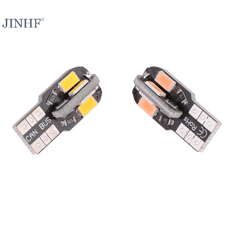 Jinhf Set 2 Bóng Đèn led t10 5630 8smd 12v 8000k Ánh Sáng Trắng Dành Cho Ô Tô