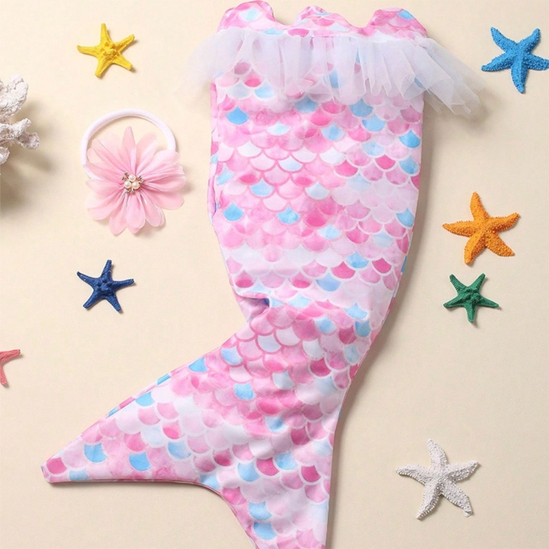 Phụ Kiện Chụp Ảnh Nàng Tiên Cá Và Băng Đô Hoa Cho Bé