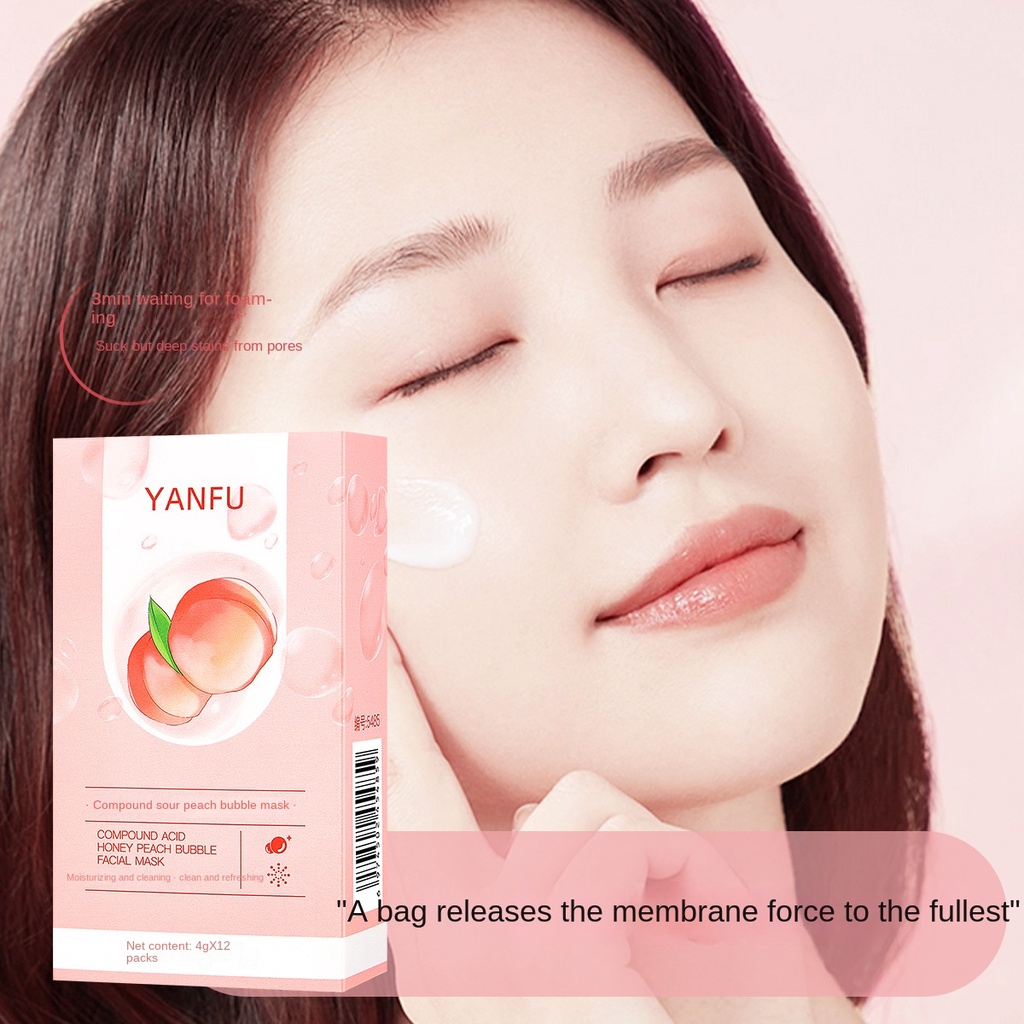 Mặt Nạ Bong Bóng Tinh Chất Quả Đào Axit Hyaluronic Dưỡng Ẩm Làm Sáng Và Sạch Sâu Cho Da