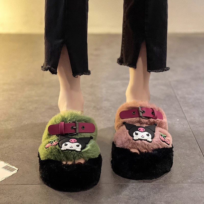 Yaoli Dép cotton Đế Dày Thời Trang Thu Đông