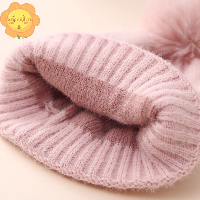 Vastji Mũ Len Dày Dặn Giữ Ấm Mùa Thu Đông Cho Bé Gái 0-12 Tháng vn