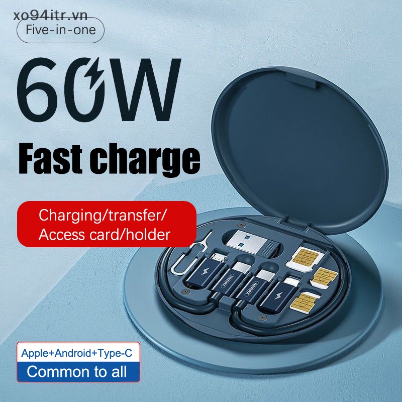 Xoitr Hộp Đựng Dây Cáp Sạc Nhanh Đa Năng 60w Cho xiaomi iphone samsung huawei otg vn