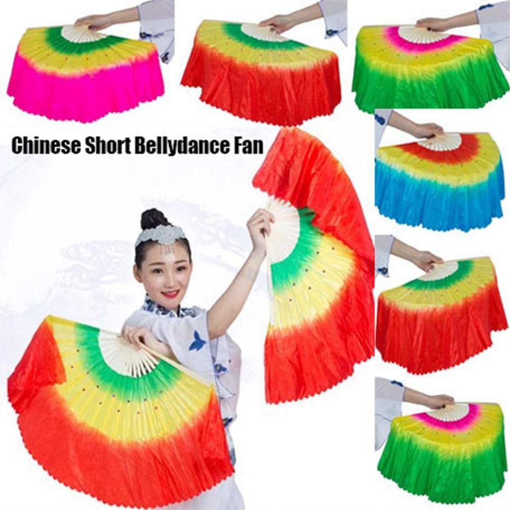 Kent1 Quạt Ngắn Bằng Tre Nhiều Màu 31cm + 20cm Phong Cách Trung Hoa