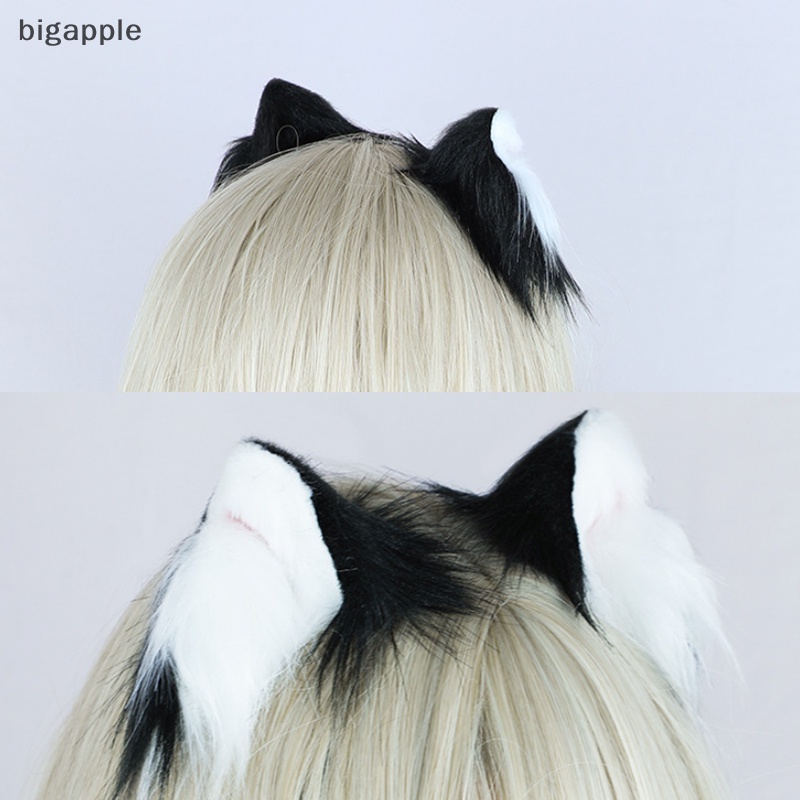 Kẹp Tóc Hình Tai Mèo lolita Đính Lông Giả Gợn Sóng Rdgg