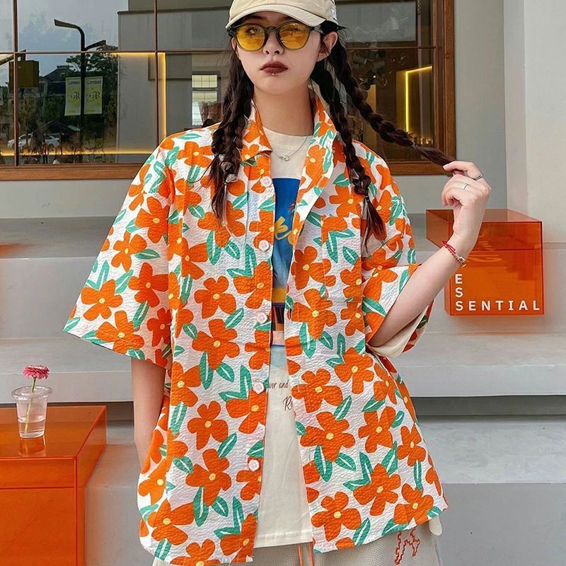 Áo Sơ Mi Ngắn Tay In Họa Tiết Hoa Phong Cách retro Thời Trang Cho Nữ