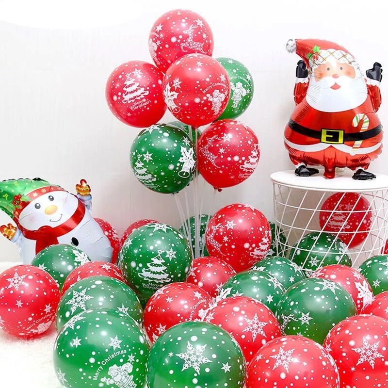 Set 10 Bong Bóng Cao Su 12 inch Trang Trí Giáng Sinh