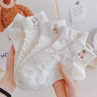 Set 2 Đôi Tất Dệt Kim SARA VN trắng vân nổi cổ tim Phong Cách Hàn Quốc - mã: TD027