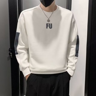 【3 Màu Áo sweater nam cổ tròn tay dài dáng Ôm thời trang xuân thu chất lượng cao cho nam cao cấp cảm giác chắp vá khí chất áo khoác nam hàng đầu vòng cổ áo vệ sinh