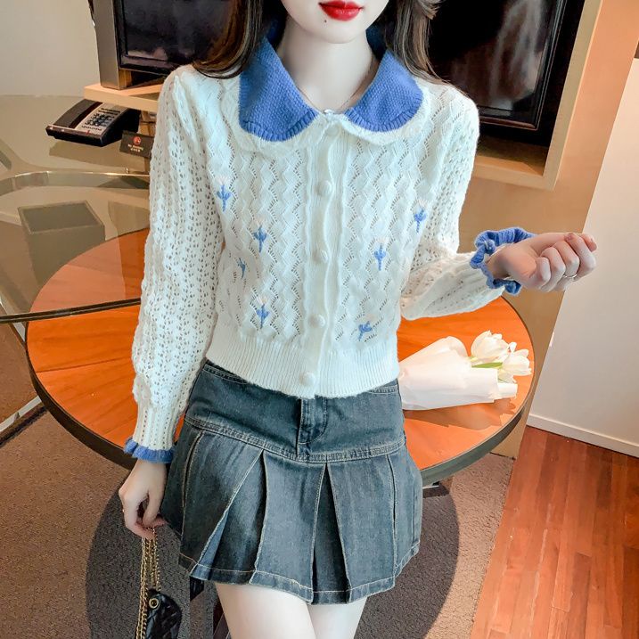 Áo Khoác cardigan Dệt Kim Tay Dài Cổ Búp Bê Thời Trang Mùa Thu Mới 2023 Dành Cho Bạn Nữ