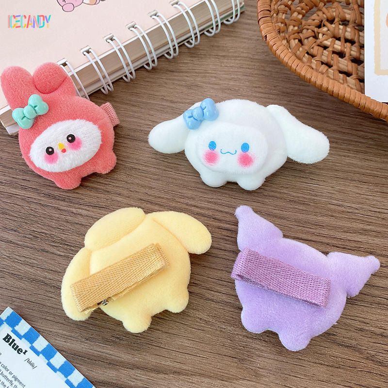 Ice🍓SANRIO Dễ Thương Kẹp Tóc Lông Xù Kiểu Hoạt Hình Đáng Yêu Cho Nữ Kiểu Hàn Quốc