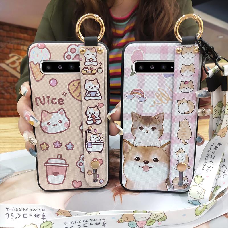 Ring Dirt-resistant Phone Case For Samsung Galaxy S10 5G/SM-G977N Wristband Cartoon Anti-dust protective Shockproof