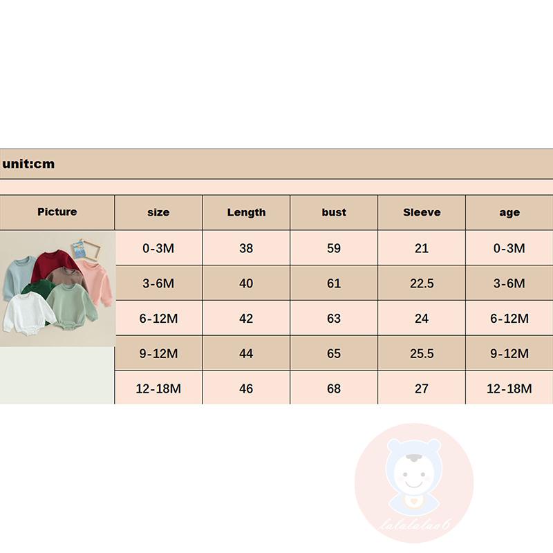 Bộ Đồ Liền Thân Tay Dài Cổ Tròn Màu Trơn laa6-baby Cho Bé