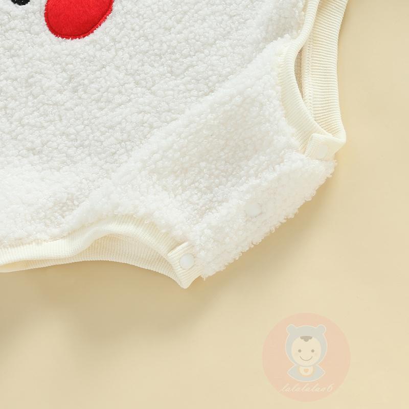 Áo Liền Quần Tay Dài Cổ Tròn Thêu Hình Tuần Lộc laa6-baby fleece