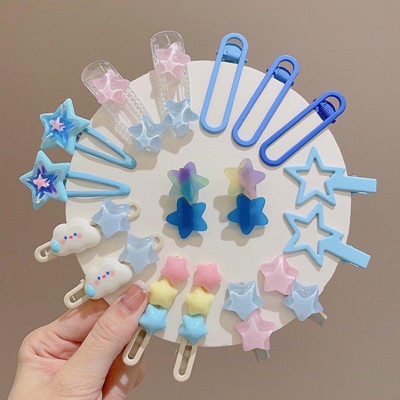 Bộ 2 Kẹp Tóc Hình Ngôi Sao Đám Mây Xanh Dương Xinh Xắn Thời Trang Hàn Quốc Cho Bé Gái