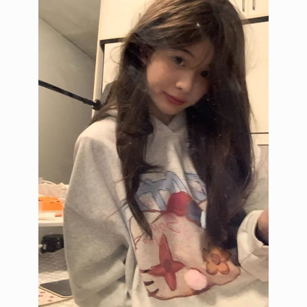 Áo hoodie In Hình Hello Kitty Phong Cách retro