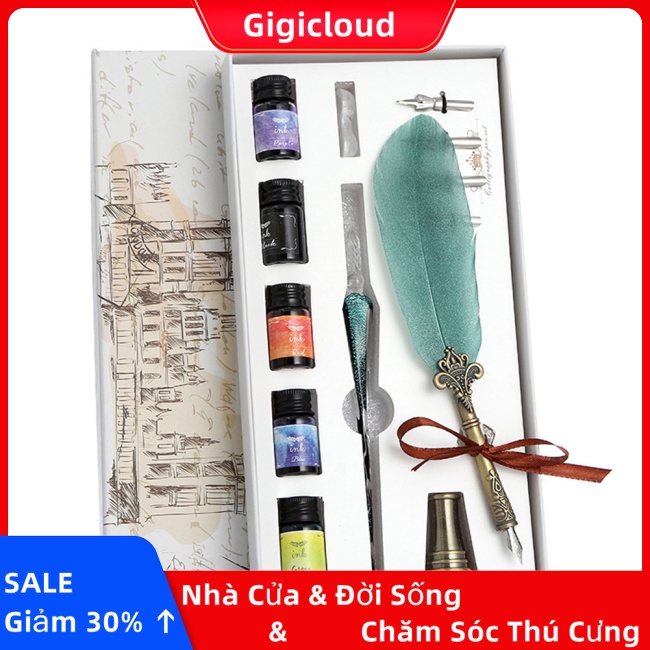 Bộ Bút Lông Vũ Pha Lê Thủy Tinh gigicloud