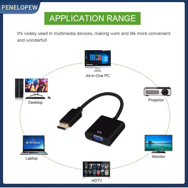 Dây Cáp Chuyển Đổi Từ Pwm dp Sang vga Dành Cho Máy Tính / laptop / Màn Hình tv / Máy Chiếu