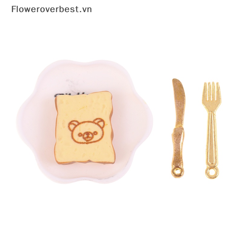 1 Bộ Đồ Ăn Sáng Mô Phỏng Bánh Mì / Thức Ăn Sáng Cho Nhà Búp Bê 1 / 12